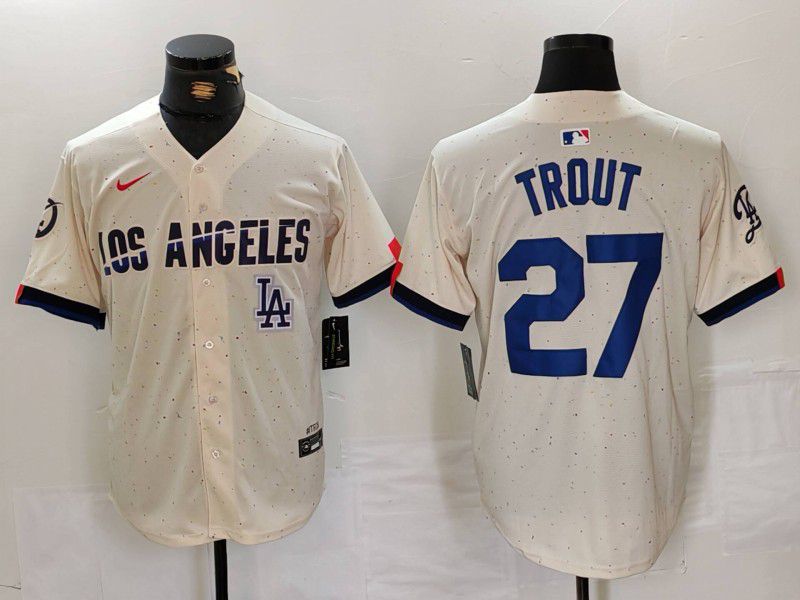 Men Los Angeles Dodgers #27 Trout Cream Fashion Nike Game MLB Jersey style 34->los angeles dodgers->MLB Jersey